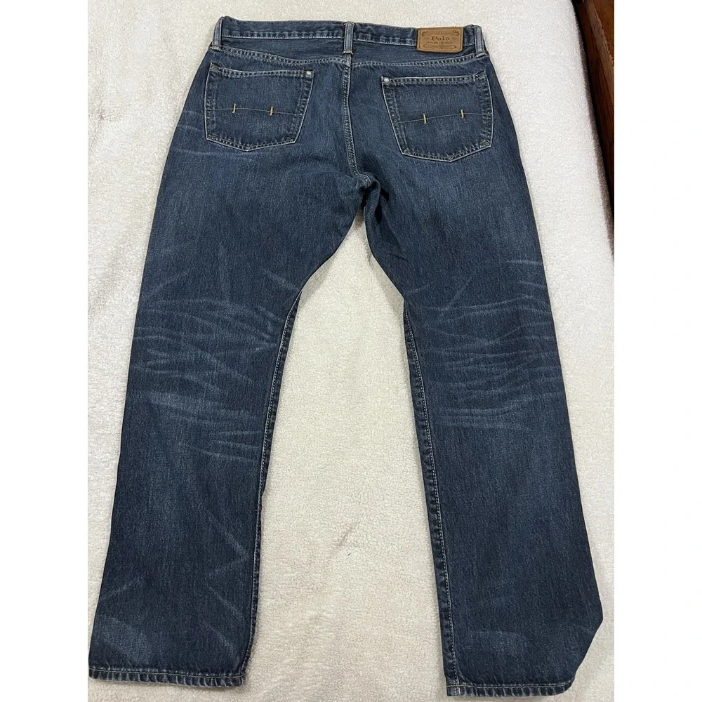 Vintage Men's Polo Ralph Lauren Hampton Straight Selvedge Jeans Size‎ 34x30 Blue